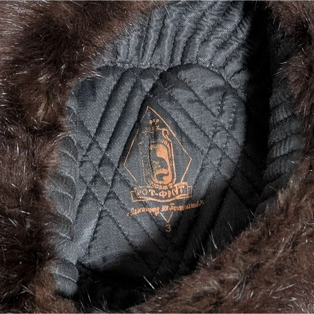 Vintage Pot PPoht Russian Trapper Hat Real Fur Ear Flaps Front Brim Warm Outdoor - Picture 5 of 8